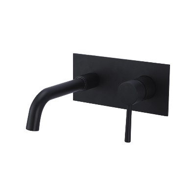 Custom concealed black embedded basin faucet on wall platform washbasin wall outlet copper body cold and hot faucet