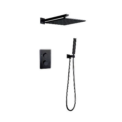 Cross border exclusive European style concealed black embedded household constant temperature shower wall type copper pressurized shower set
